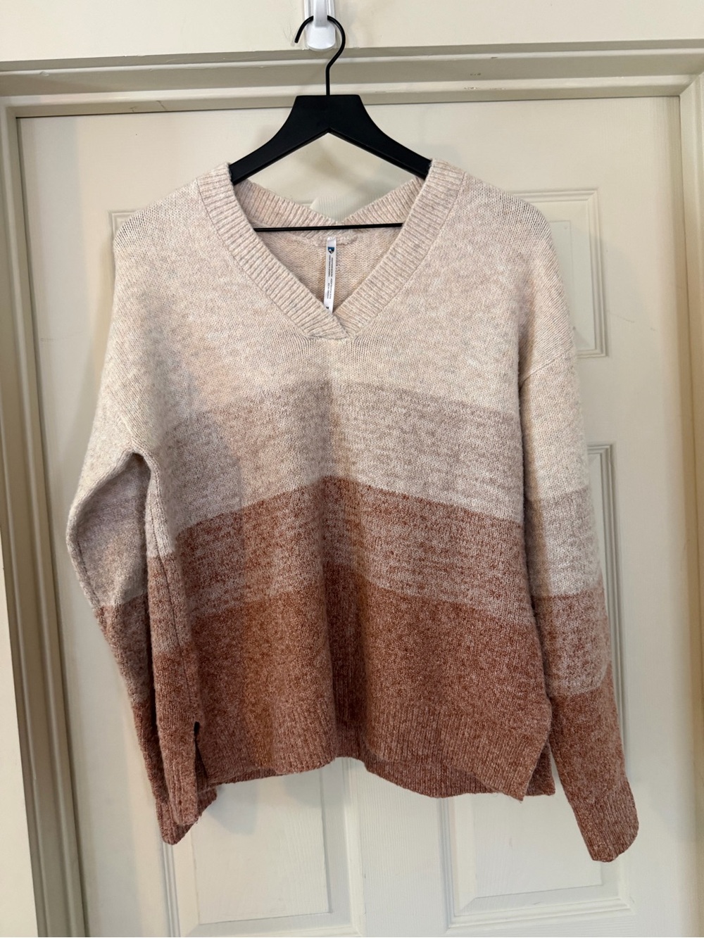 Kuhl Women's Ombre V-Neck Sweater in Cream and Brown